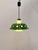 Striking vintage pendant lamp featuring a bold green enamelled metal shade with a characteristic black speckled finish....
