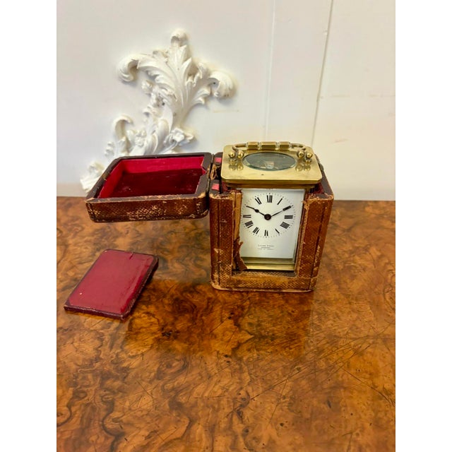 Antique French Brass Carriage Clock from Latshea & Sons Edinburgh, 1880 For Sale - Image 9 of 13
