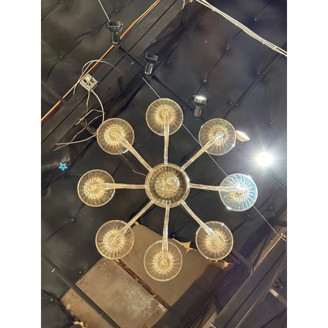 Glass Modern Gold Glass Murano Chandelier With 8 Arms For Sale - Image 7 of 8