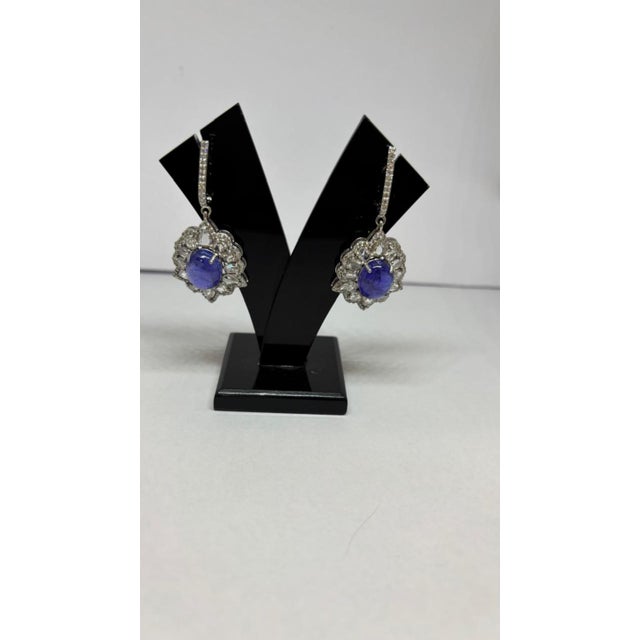 Natural Tanzanite 12.30cts & Diamond 3.91cts Earring in 14k Gold For Sale - Image 4 of 8
