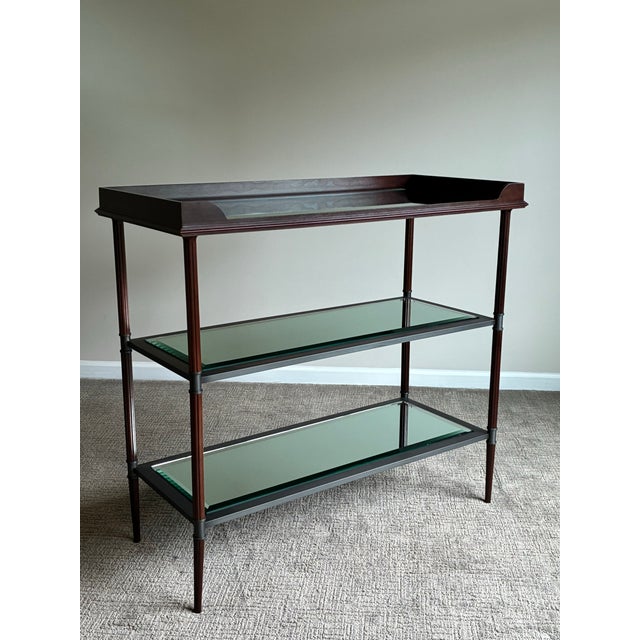 Traditional Late 20th Century Baker Jacques Garcia Tiered Mahogany Mirrored Beveled Glass Drybar Side Table For Sale - Image 3 of 12