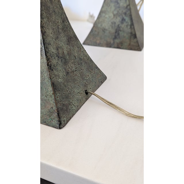 Hansen Lighting Co. 1970s Verdigris Brass Sculptural Lamp by Stewart Ross James for Hansen- A Pair For Sale - Image 4 of 9