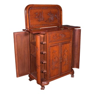 Vintage Cocktail Cabinet, Hong Kong, Counterweighted Dry Bar, Mid Century, 1960 For Sale