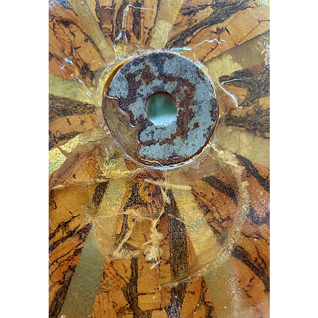 1960s Gabriella Crespi Brass Lamps, Resin "Tobacco Leaf" Shades - a Pair For Sale - Image 14 of 15