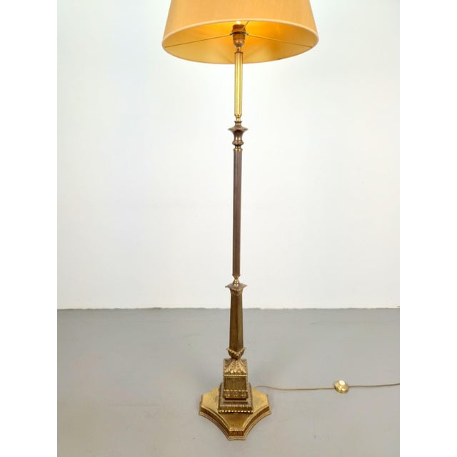 Vintage Neoclassical Empire Column Floor Lamp in Brass and Gilt Bronze, France, 1970, in Flawless conditions. Designed...