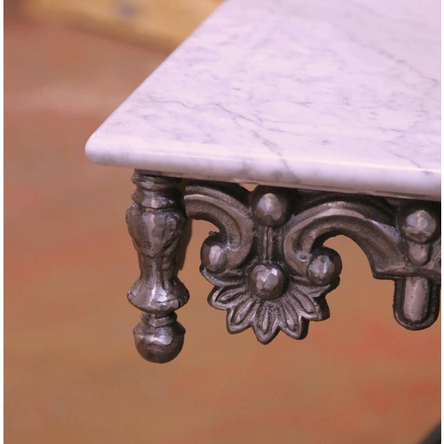 French Late 20th Century French Iron and Brass Pastry Table With Carrara Marble Top For Sale - Image 3 of 9