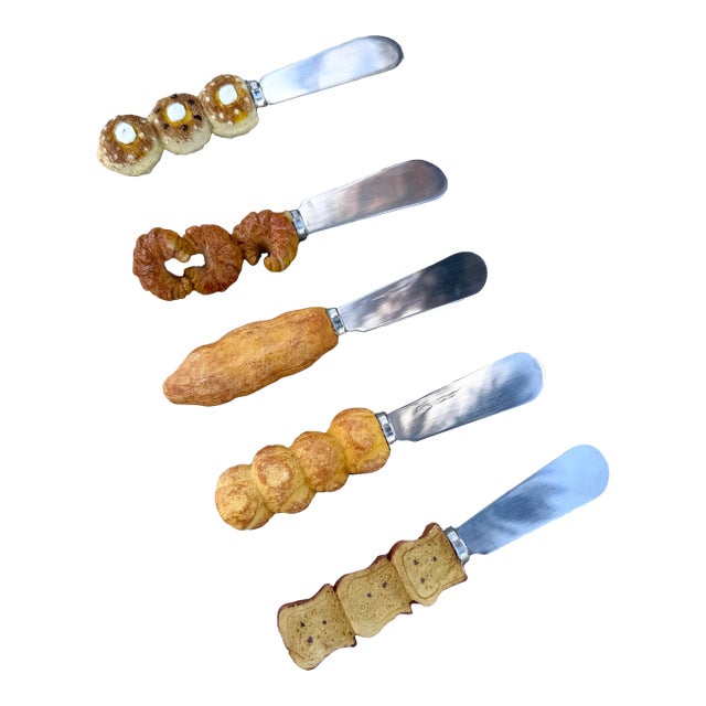 Vintage Breakfast Bread Themed Butter Knives - Set of 5 For Sale