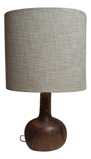 Vintage Table Lamp with Handmade Ceramic Base and Cream White Fabric Shade, 1970s