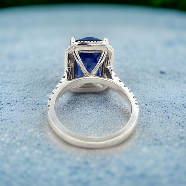 Sapphire Diamond Ring Size 6.25 14k Gold 6.84 TCW Certified For Sale - Image 10 of 13