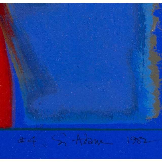 Abstract Striking Vintage Abstract / Pop-Inspired Original Artwork – Blue & Red Composition For Sale - Image 3 of 5