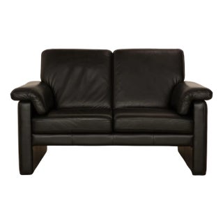 Black Leather Conseta 2-Seater Sofa from COR For Sale