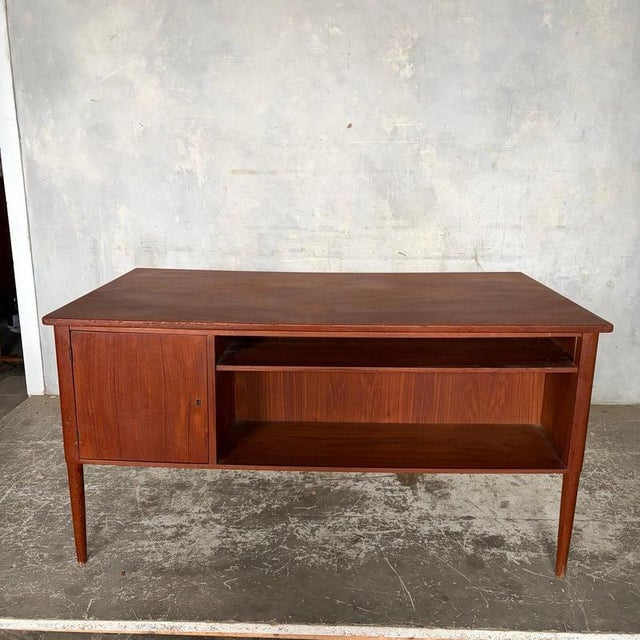 Large Mid-Century Danish Teak Twin Pedestal Executive Desk, 1960s For Sale - Image 9 of 11