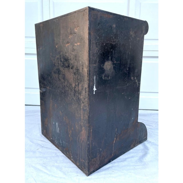 Black Antique Large Shopkeeper Advertising Tea Metal Bin For Sale - Image 8 of 13