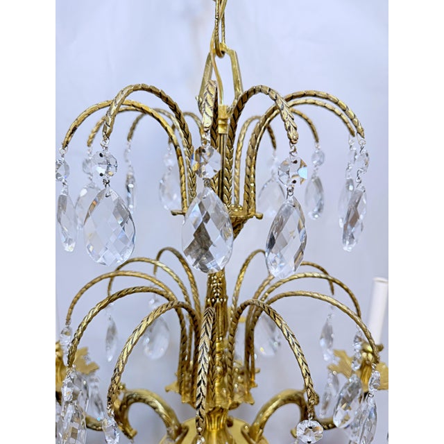 1930's Ornate Bronze Chandelier With Crystal Pendant For Sale In New York - Image 6 of 12