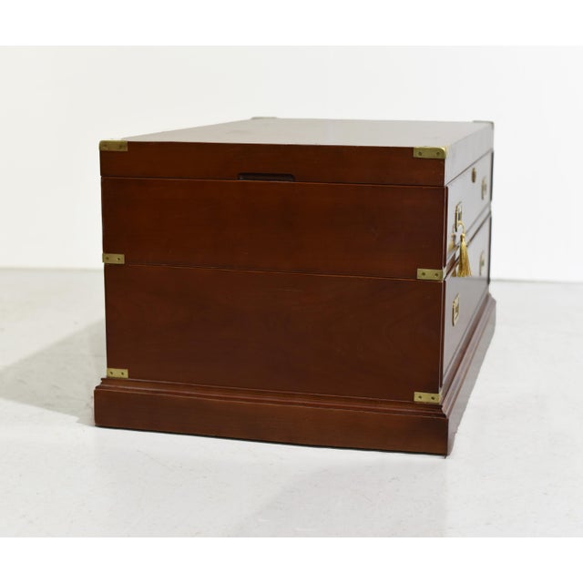 Brass Vintage Campaign Style Lift Top Coffee Table or Storage Box For Sale - Image 8 of 12