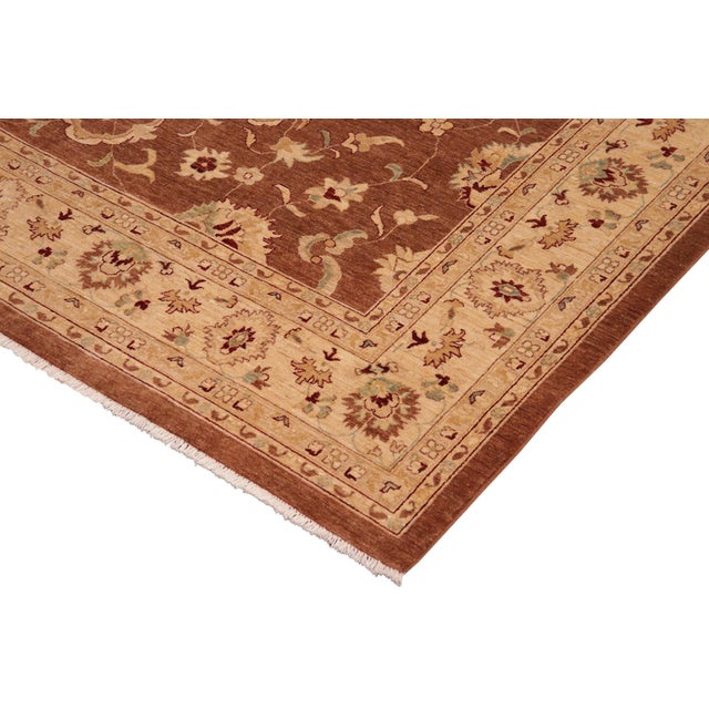 Rustic Classic Ziegler Brown Gold Hand-Knotted Wool Rug - 10'1'' X 13'6'' For Sale - Image 3 of 8