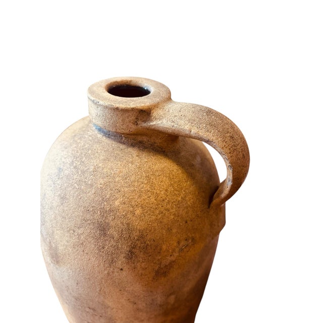 Ceramic Set of Two Antique European Stoneware Olive Oil & Wine Jugs For Sale - Image 7 of 9