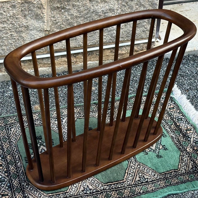 Mid-Century Modern Mid-Century Modern Arthur Umanoff Walnut Spindle Magazine or Vinyl Record Rack For Sale - Image 3 of 10