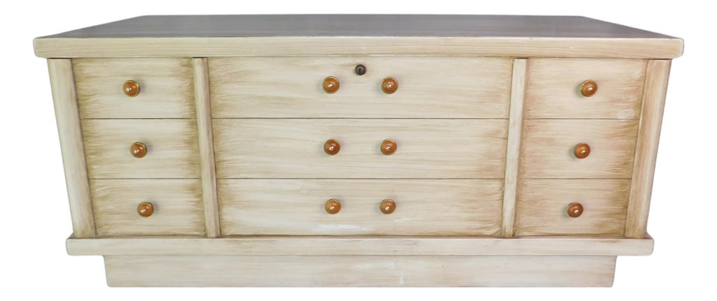 1957 Vintage Mid-Century Modern Lane Blonde Oak Veneer Cedar Chest