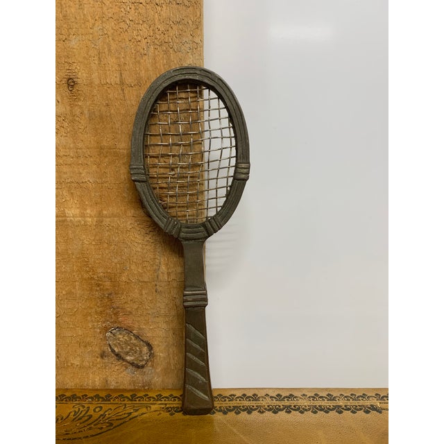 Mid 20th Century Vintage Brass Tennis Racket Paperweight For Sale - Image 5 of 6