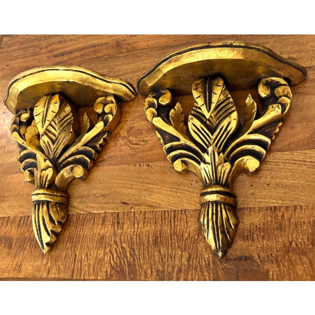 Mid 20th Century Italian Giltwood Wall Bracket Shelves - A Pair For Sale - Image 11 of 11