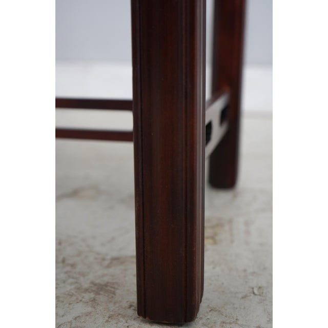 Chippendale Style Cherry Damask Upholstered Window Bench For Sale - Image 11 of 12
