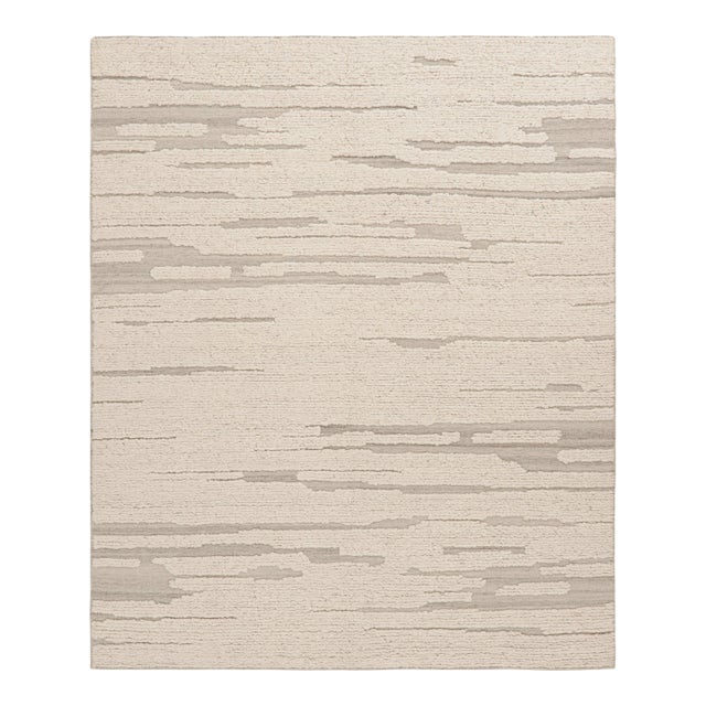 Rug & Kilim’s Textural Kilim in White Abstract High-Low Patterns - 12x16 For Sale