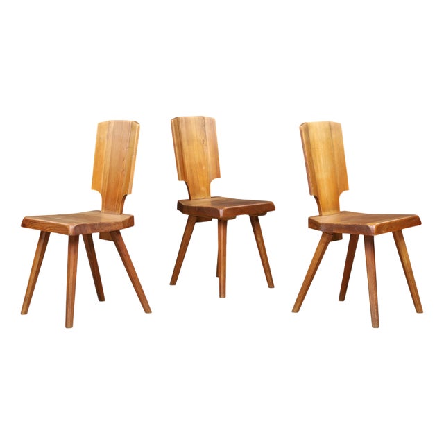 S28 Dining Chairs in Patinated Elm by Pierre Chapo, France, 1972, Set of 3 For Sale