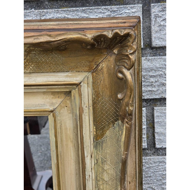 Wood Pair of Hollywood Regency Mirrors Hand Painted and Gilded. For Sale - Image 7 of 12