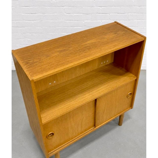 Mid Century Modern Oak Bookcase | Danish MCM Storage Cabinet, C. 1960’s For Sale - Image 10 of 14