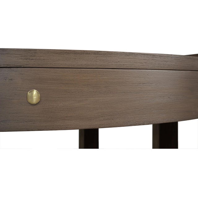 Beige Scandinavian Oval Side Table in Birch Finish For Sale - Image 8 of 9