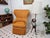 Mid Century Modern Wingback Orange Chenille Chair For Sale In Boston - Image 6 of 9
