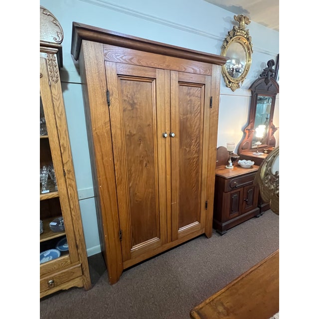 Late 19th Century Antique Oak 2 Door Armoire Cabinet Pantry Late 1800's For Sale - Image 5 of 11