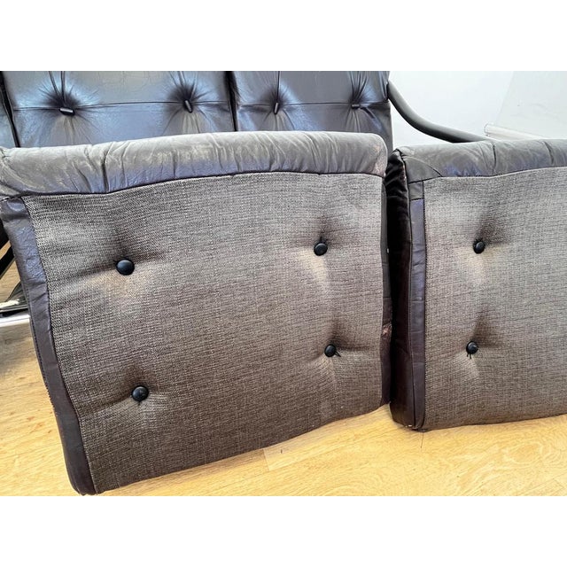 Black Leather Sofa attributed to Tim Bates for Pieff, England, 1970s For Sale - Image 8 of 13