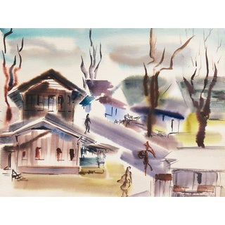 'Old Carmel Village' by Dora Masters, 1950's Woman Artist, Bay Area Abstraction, San Francisco Art Association For Sale