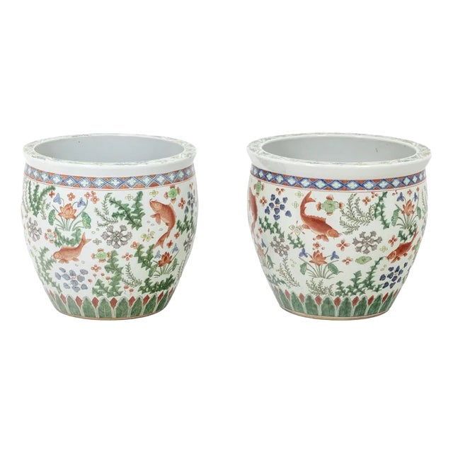 Canton Porcelain Planters, 1950, Set of 2 For Sale