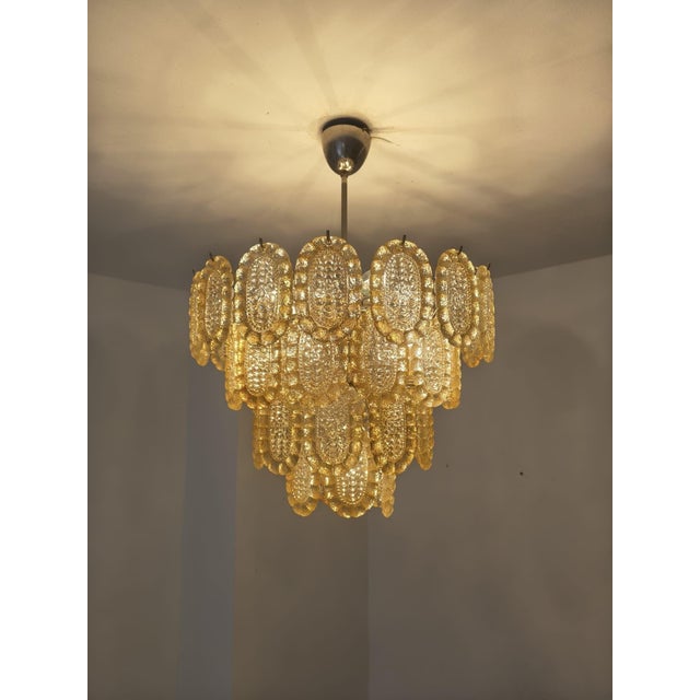 Vintage Four-Tier Pressed Crystal Glass Chandelier, 1960s For Sale - Image 13 of 18
