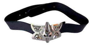 Leather Belt with Large Sterling Buckles Graziella Laffi