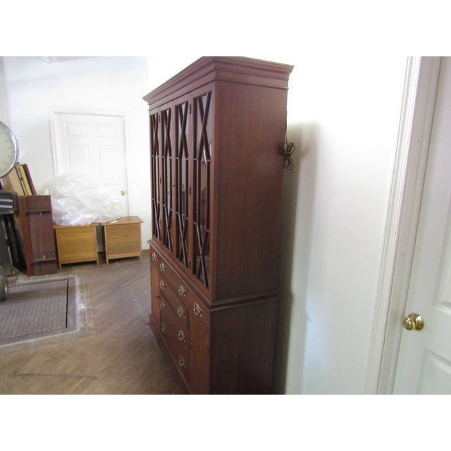 Traditional Henkel Harris Solid Cherry China Cabinet For Sale - Image 3 of 10