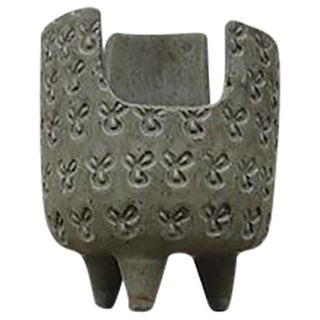Carved Japanese Ceramic Pot For Sale