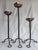 Vintage Brutalist Copper Cup Twisted Iron Metal Candlesticks, Set of Three For Sale In Houston - Image 6 of 11