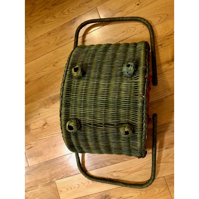 Wood Vintage Watermelon Wicker Picnic Basket For Sale - Image 7 of 8