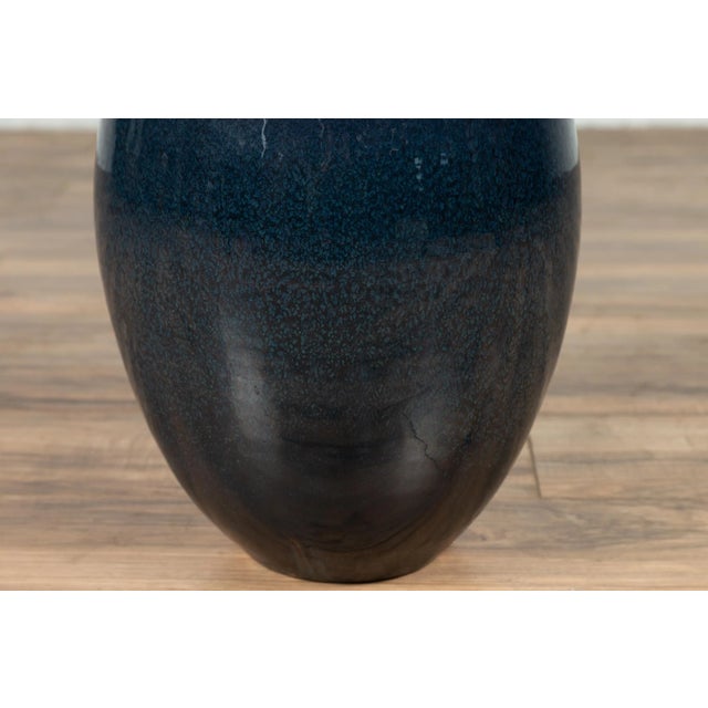 Vintage Northern Thai Chiang Mai Blue and Brown Vase from the Prem Collection For Sale - Image 12 of 13