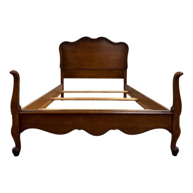 Vintage Twin Size French Provincial Country French Style Walnut Bedframe For Sale