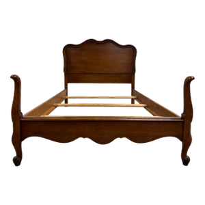 Vintage Twin Size French Provincial Country French Style Walnut Bedframe