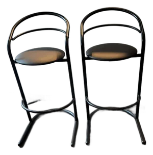 Mid Century Art Deco Modern Amisco Gibo Barstool Pair 1978-1990