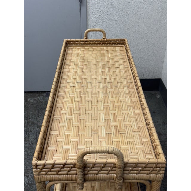 2020s Serena & Lily South Seas Rattan Bar Cart, Natural For Sale - Image 5 of 12