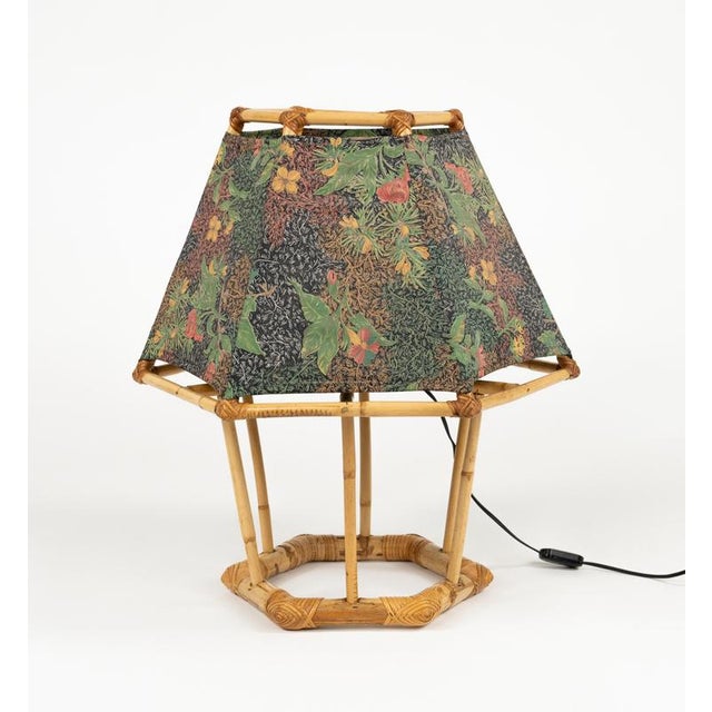 Mid-Century Modern Midcentury Modern Table Lamp in Rattan and Bamboo, 1970s For Sale - Image 3 of 15