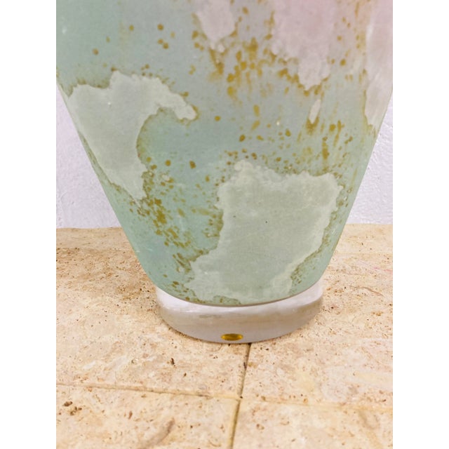 Sky Blue Tony Evans Sculptural Vase on Lucite For Sale - Image 8 of 13