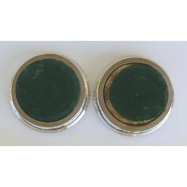 Sheffield Early Sheffield Silver Wine Coasters with Silver Engraved Button and Gadrooned Border. - A Pair For Sale - Image 4 of 6